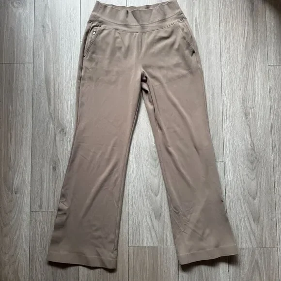 Athleta Pants Womens M Beige Venice Flare Leg Slit Hem High Rise Office Commute - Picture 1 of 14